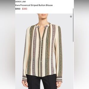 Derek Lam Multicolor Striped Kara silk Blouse